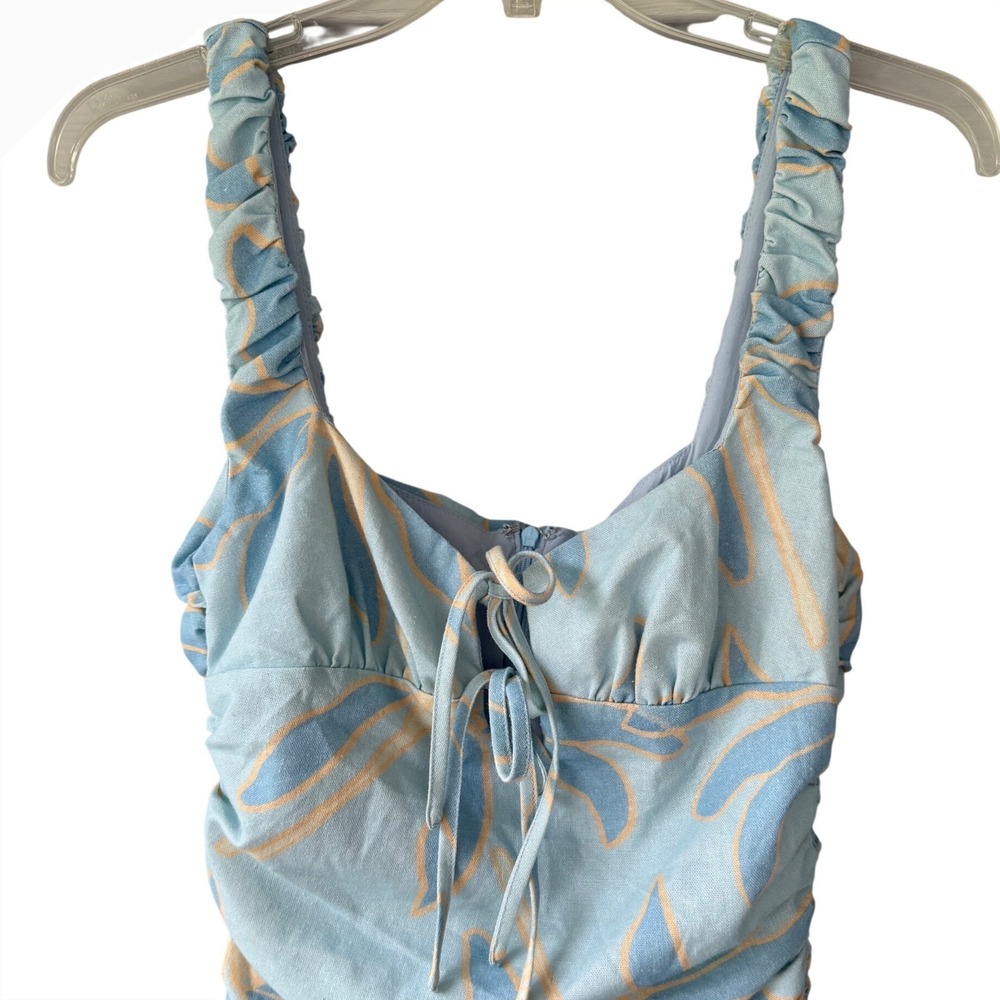 PEPPERMAYO Cosmic Love Blue Floral Ruched Maxi Dress, Size 4 - Picture 3 of 10